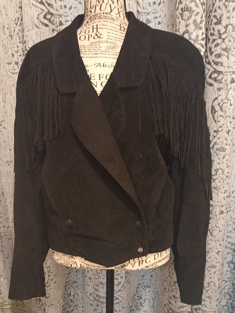 Phenix Black Suede Fringe Motorcycle Jacket